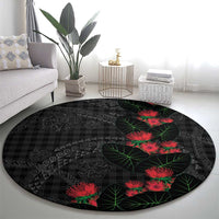 Hawaiian Kakau Art Round Carpet Taro Leaves with Ohia Lehua and Pakala Pattern LT03 - Polynesian Pride