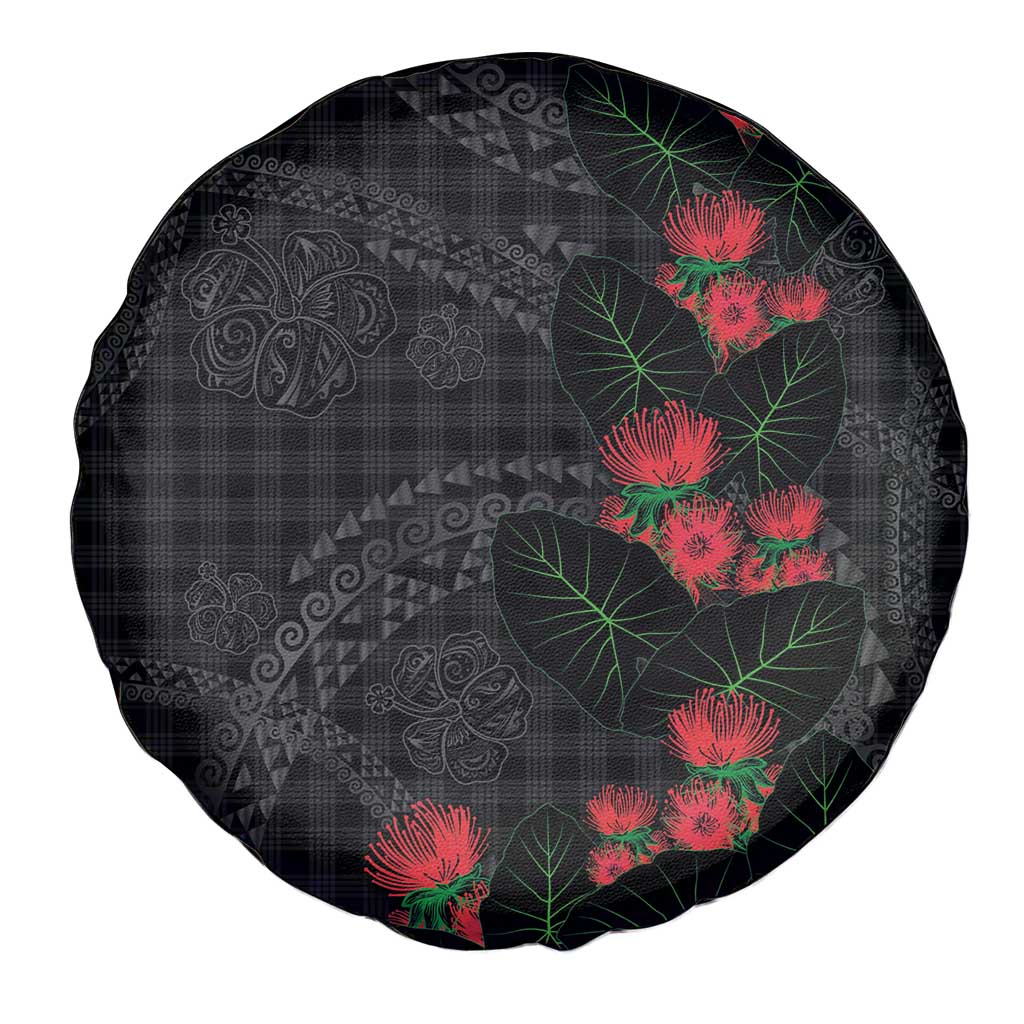 Hawaiian Kakau Art Spare Tire Cover Taro Leaves with Ohia Lehua and Pakala Pattern LT03 - Polynesian Pride