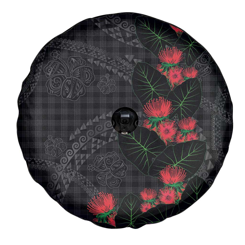Hawaiian Kakau Art Spare Tire Cover Taro Leaves with Ohia Lehua and Pakala Pattern LT03 - Polynesian Pride