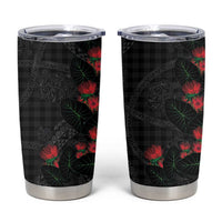 Hawaiian Kakau Art Tumbler Cup Taro Leaves with Ohia Lehua and Pakala Pattern LT03 Black - Polynesian Pride