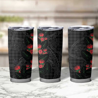 Hawaiian Kakau Art Tumbler Cup Taro Leaves with Ohia Lehua and Pakala Pattern LT03 - Polynesian Pride