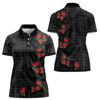Hawaiian Kakau Art Women Polo Shirt Taro Leaves with Ohia Lehua and Pakala Pattern LT03 - Polynesian Pride