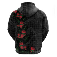 Hawaiian Kakau Art Zip Hoodie Taro Leaves with Ohia Lehua and Pakala Pattern LT03 - Polynesian Pride