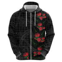 Hawaiian Kakau Art Zip Hoodie Taro Leaves with Ohia Lehua and Pakala Pattern LT03 - Polynesian Pride
