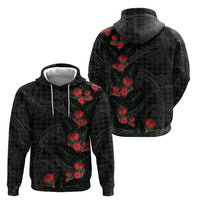 Hawaiian Kakau Art Zip Hoodie Taro Leaves with Ohia Lehua and Pakala Pattern LT03 - Polynesian Pride