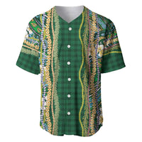 Hawaiian Art Flower Tribal with Lei Baseball Jersey Palaka Pattern Green Color LT03 Green - Polynesian Pride