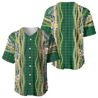 Hawaiian Art Flower Tribal with Lei Baseball Jersey Palaka Pattern Green Color LT03 - Polynesian Pride