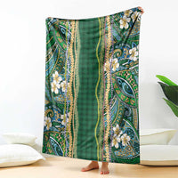 Hawaiian Art Flower Tribal with Lei Blanket Palaka Pattern Green Color LT03 - Polynesian Pride