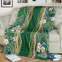 Hawaiian Art Flower Tribal with Lei Blanket Palaka Pattern Green Color LT03 - Polynesian Pride