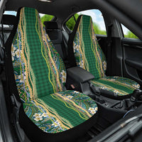 Hawaiian Art Flower Tribal with Lei Car Seat Cover Palaka Pattern Green Color LT03 One Size Green - Polynesian Pride