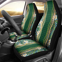 Hawaiian Art Flower Tribal with Lei Car Seat Cover Palaka Pattern Green Color LT03 - Polynesian Pride