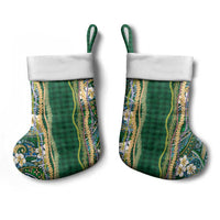 Hawaiian Art Flower Tribal with Lei Christmas Stocking Palaka Pattern Green Color LT03 - Polynesian Pride