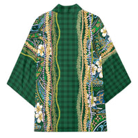 Hawaiian Art Flower Tribal with Lei Kimono Palaka Pattern Green Color LT03 - Polynesian Pride