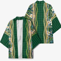 Hawaiian Art Flower Tribal with Lei Kimono Palaka Pattern Green Color LT03 - Polynesian Pride