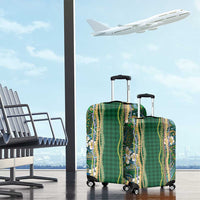 Hawaiian Art Flower Tribal with Lei Luggage Cover Palaka Pattern Green Color LT03 - Polynesian Pride