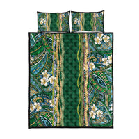Hawaiian Art Flower Tribal with Lei Quilt Bed Set Palaka Pattern Green Color LT03 - Polynesian Pride