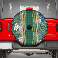 Hawaiian Art Flower Tribal with Lei Spare Tire Cover Palaka Pattern Green Color LT03 - Polynesian Pride