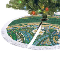 Hawaiian Art Flower Tribal with Lei Tree Skirt Palaka Pattern Green Color LT03 - Polynesian Pride