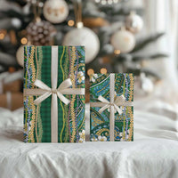 Hawaiian Art Flower Tribal with Lei Wrapping Paper Palaka Pattern Green Color LT03 - Polynesian Pride