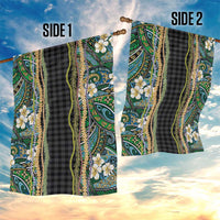 Hawaiian Art Flower Tribal with Lei Garden Flag Palaka Pattern Black Color LT03 - Polynesian Pride