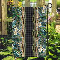 Hawaiian Art Flower Tribal with Lei Garden Flag Palaka Pattern Black Color LT03 Garden Flag Black - Polynesian Pride