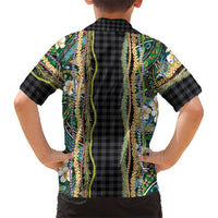 Hawaiian Art Flower Tribal with Lei Hawaiian Shirt Palaka Pattern Black Color - Polynesian Pride