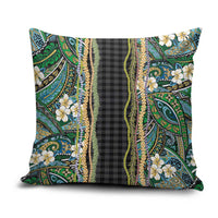 Hawaiian Art Flower Tribal with Lei Pillow Cover Palaka Pattern Black Color LT03 Black - Polynesian Pride