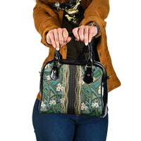 Hawaiian Art Flower Tribal with Lei Shoulder Handbag Palaka Pattern Black Color LT03 One Size Black - Polynesian Pride