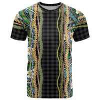Hawaiian Art Flower Tribal with Lei T Shirt Palaka Pattern Black Color - Polynesian Pride