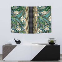 Hawaiian Art Flower Tribal with Lei Tapestry Palaka Pattern Black Color LT03 - Polynesian Pride