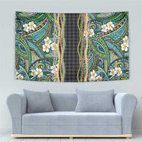 Hawaiian Art Flower Tribal with Lei Tapestry Palaka Pattern Black Color LT03 - Polynesian Pride