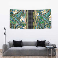 Hawaiian Art Flower Tribal with Lei Tapestry Palaka Pattern Black Color LT03 - Polynesian Pride