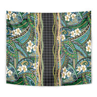 Hawaiian Art Flower Tribal with Lei Tapestry Palaka Pattern Black Color LT03 - Polynesian Pride