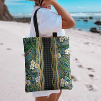 Hawaiian Art Flower Tribal with Lei Tote Bag Palaka Pattern Black Color LT03 - Polynesian Pride