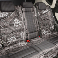 Hawaiian Art Flower Tribal with Lei Back Car Seat Cover Palaka Pattern Grayscale LT03 - Polynesian Pride