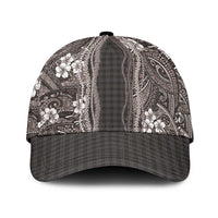 Hawaiian Art Flower Tribal with Lei Classic Cap Palaka Pattern Grayscale - Polynesian Pride