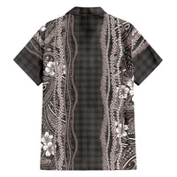 Hawaiian Art Flower Tribal with Lei Family Matching Mermaid Dress and Hawaiian Shirt Palaka Pattern Grayscale - Polynesian Pride