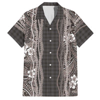 Hawaiian Art Flower Tribal with Lei Hawaiian Shirt Palaka Pattern Grayscale - Polynesian Pride