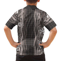 Hawaiian Art Flower Tribal with Lei Hawaiian Shirt Palaka Pattern Grayscale - Polynesian Pride