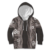 Hawaiian Art Flower Tribal with Lei Kid Hoodie Palaka Pattern Grayscale LT03 Hoodie Gray - Polynesian Pride