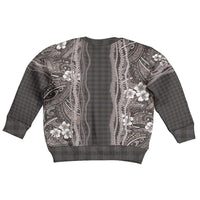 Hawaiian Art Flower Tribal with Lei Kid Ugly Christmas Sweater Palaka Pattern Grayscale LT03 - Polynesian Pride