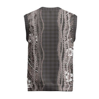 Hawaiian Art Flower Tribal with Lei Christmas Knitted V-Neck Vest Palaka Pattern Grayscale - Polynesian Pride