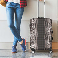 Hawaiian Art Flower Tribal with Lei Luggage Cover Palaka Pattern Grayscale - Polynesian Pride