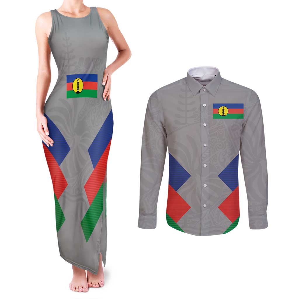 Custom New Caledonia-The Kagus Couples Matching Tank Maxi Dress and Long Sleeve Button Shirt