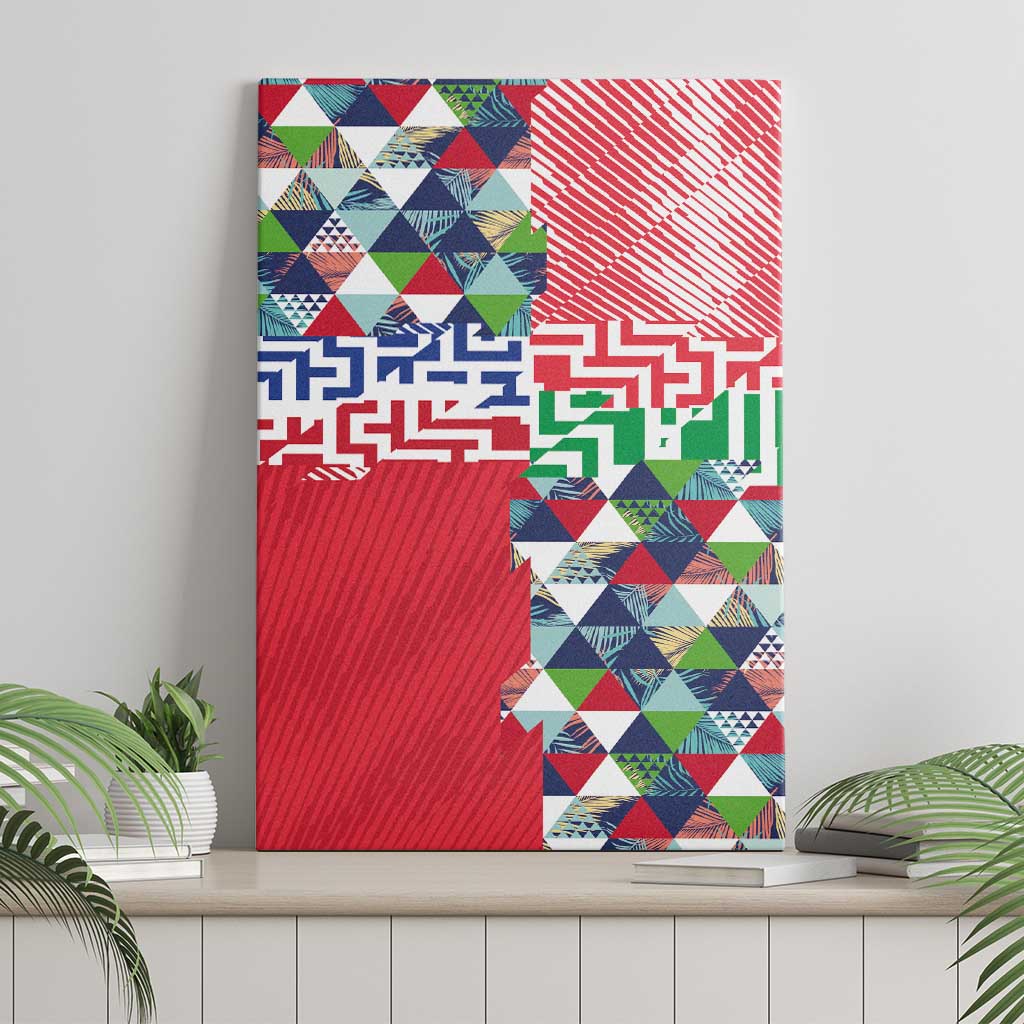 Hawaiian Floral Kakau Tropical Leaves-Sporty Style Canvas Wall Art