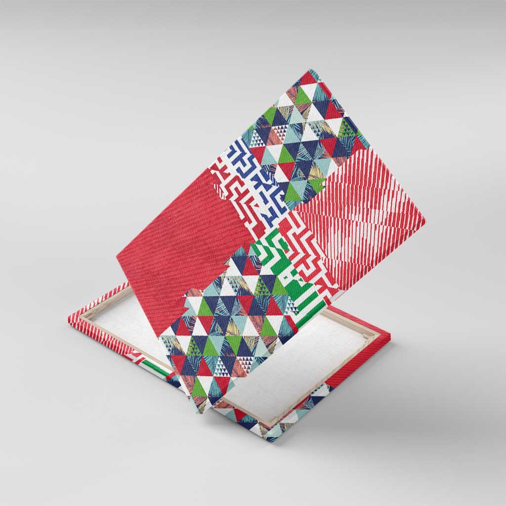 Hawaiian Floral Kakau Tropical Leaves-Sporty Style Canvas Wall Art