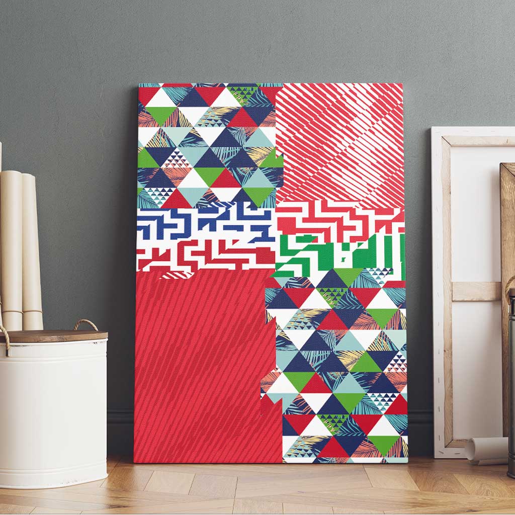 Hawaiian Floral Kakau Tropical Leaves-Sporty Style Canvas Wall Art