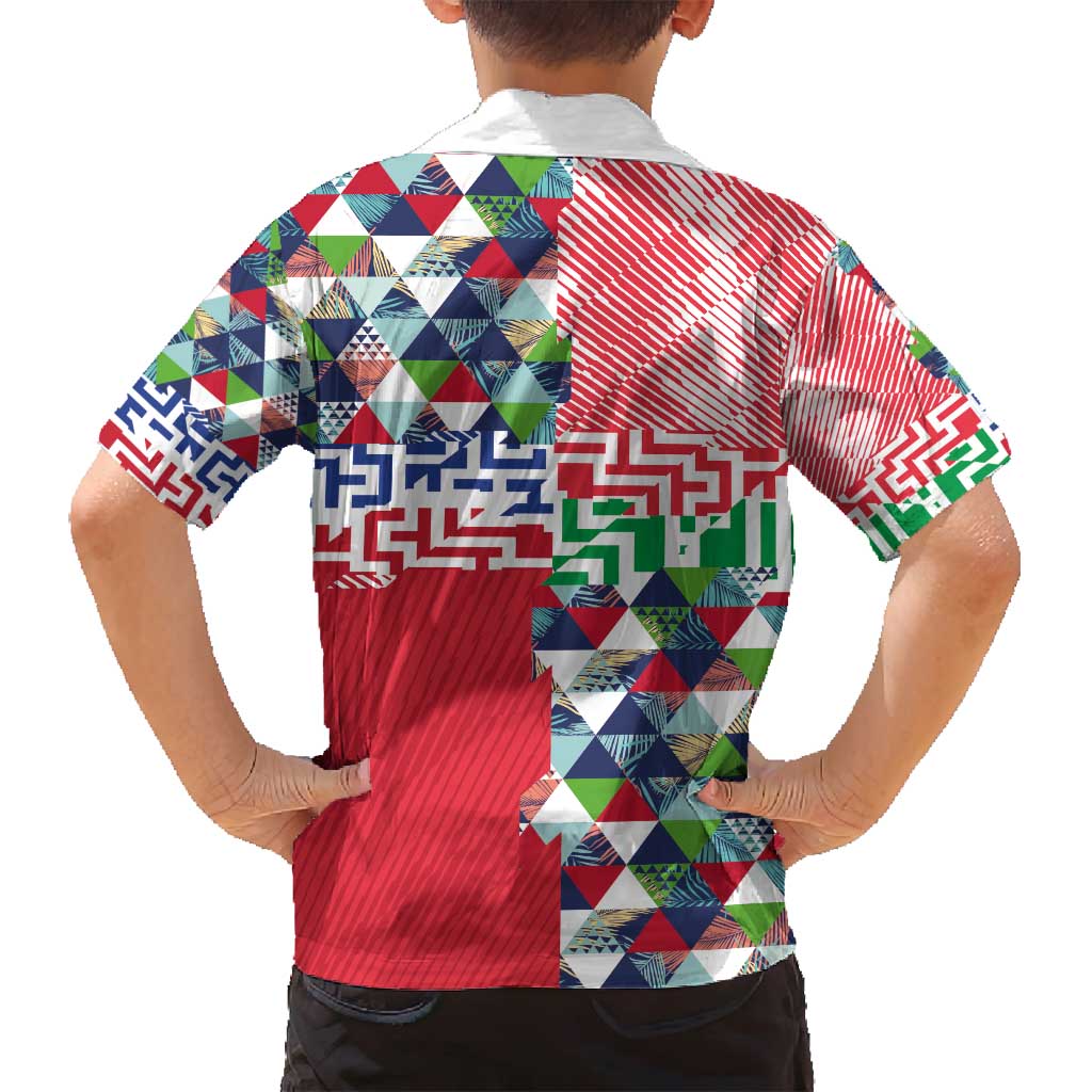 Hawaiian Floral Kakau Tropical Leaves-Sporty Style Family Matching Puletasi and Hawaiian Shirt