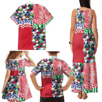 Hawaiian Floral Kakau Tropical Leaves-Sporty Style Family Matching Tank Maxi Dress and Hawaiian Shirt