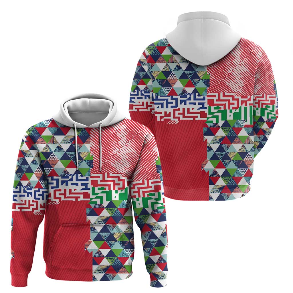 Hawaiian Floral Kakau Tropical Leaves-Sporty Style Hoodie